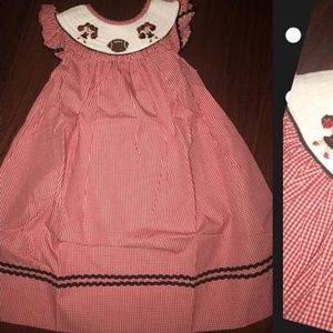 Smocked Red/Black Football Bishop Dress